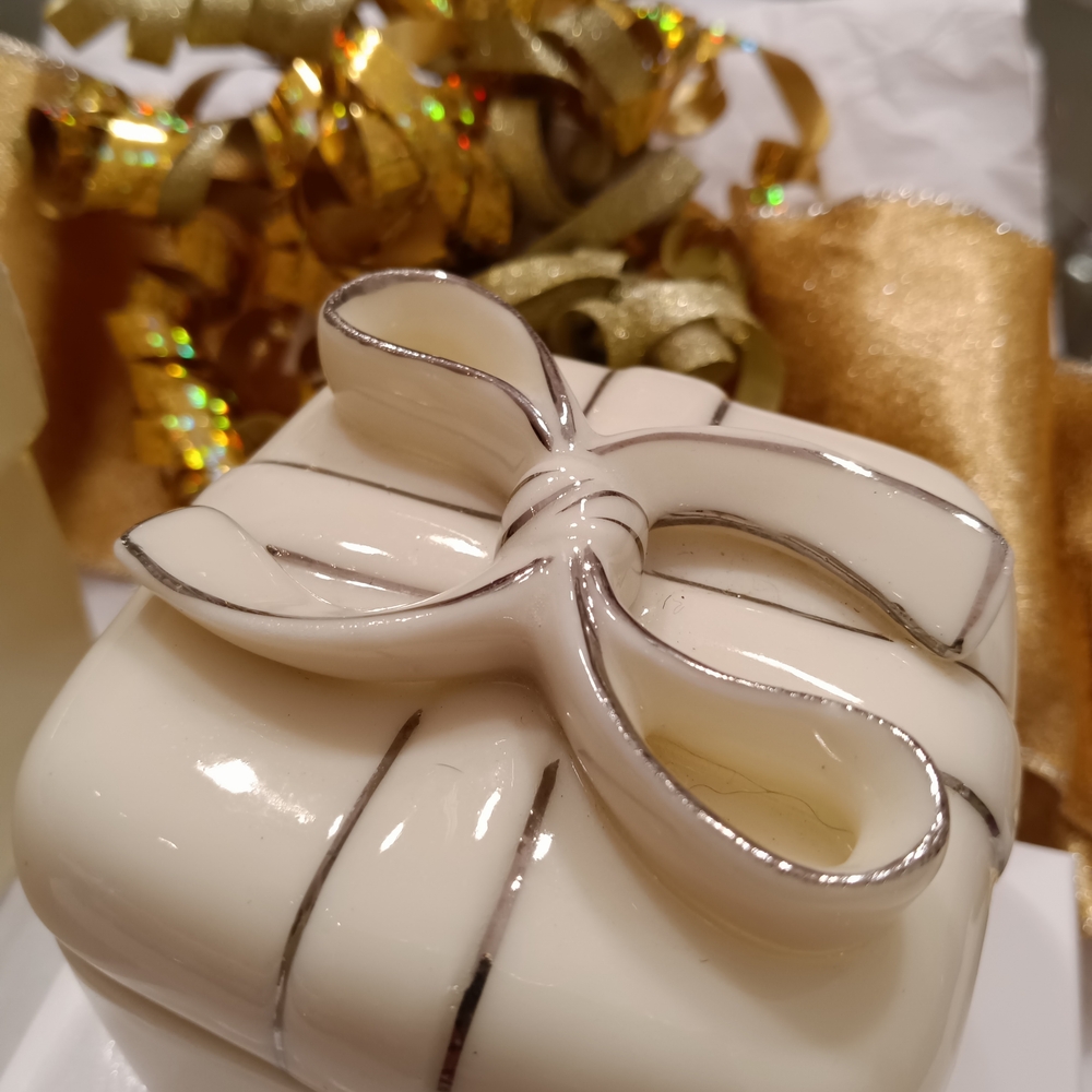 Elegant Cream Gift Box with Silver Accents